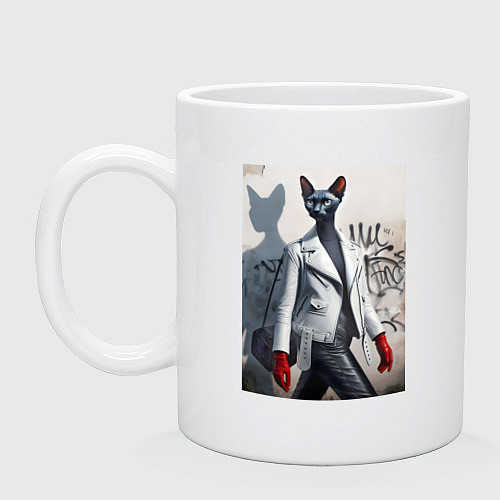 Кружка Cat girl Cornish Rex - ai art fantasy / Белый – фото 1