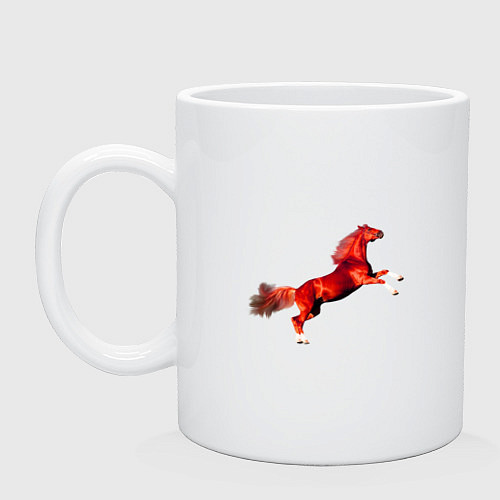 Кружка Красная огненная лошадь встала на дыбы / Белый – фото 1