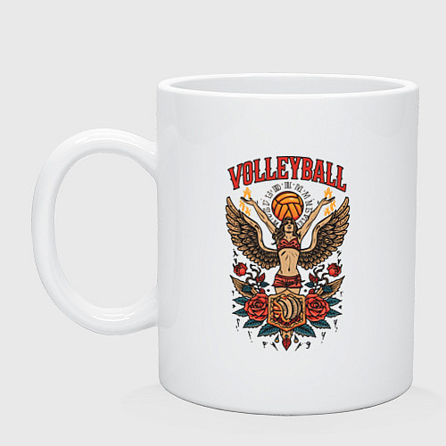 Кружка Волейбол в стиле тату / Белый – фото 1