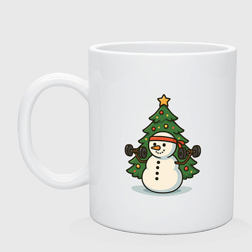 Кружка Снеговик с гирями / Белый – фото 1