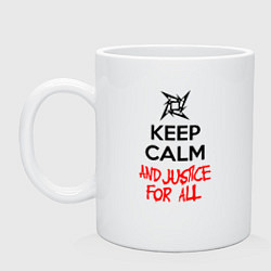 Кружка керамическая Keep Calm & Justice For All, цвет: белый