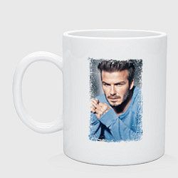 Кружка керамическая David Beckham: Portrait, цвет: белый
