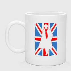 Кружка керамическая Sherlock Holmes Union Jack, цвет: белый