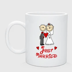 Кружка керамическая Just married, цвет: белый