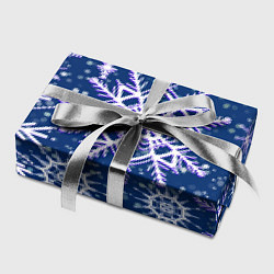 Бумага для упаковки Белые снежинки на темно-синем фоне, цвет: 3D-принт — фото 2