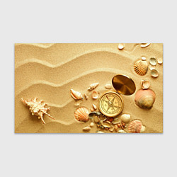 Бумага для упаковки Композиция из ракушек и компаса на песке, цвет: 3D-принт