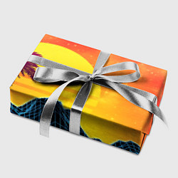 Бумага для упаковки Тропический остров на закате ретро иллюстрация, цвет: 3D-принт — фото 2