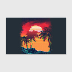Бумага для упаковки Пальмы и пляж на закате с помехами VHS ретро дизай, цвет: 3D-принт