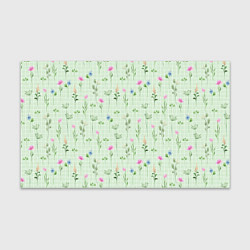 Бумага для упаковки Акварельные растения на зеленой клетке, цвет: 3D-принт