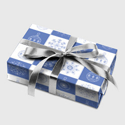 Бумага для упаковки Сине-белые квадраты со снежинками, цвет: 3D-принт — фото 2