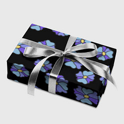 Бумага для упаковки Дудл цветы на черном - паттерн, цвет: 3D-принт — фото 2
