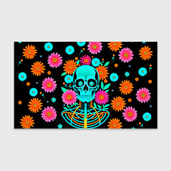 Бумага для упаковки Неоновый скелет в цветах, цвет: 3D-принт