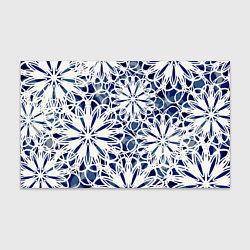 Бумага для упаковки Стилизованные цветы абстракция синее-белый, цвет: 3D-принт
