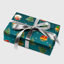 Бумага для упаковки Подарки новогодние елки и Санта - паттерн градиент, цвет: 3D-принт — фото 2