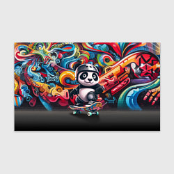 Бумага для упаковки Панда - крутой скейтбордист на фоне граффити, цвет: 3D-принт