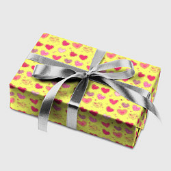 Бумага для упаковки Сердечки на желтом - паттерн, цвет: 3D-принт — фото 2