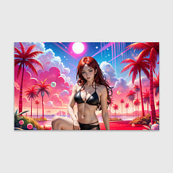 Бумага для упаковки Девушка с рыжими волосами на пляже, цвет: 3D-принт
