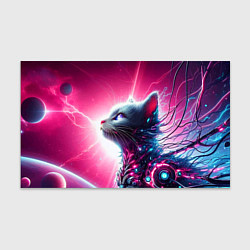 Бумага для упаковки Космический кибер котёнок - неоновое свечение, цвет: 3D-принт