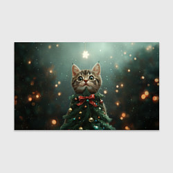 Бумага для упаковки Котик - новогодняя елочка, цвет: 3D-принт