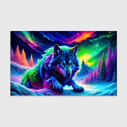 Бумага для упаковки Большой волк одинокий охотник - неоновые цвета, цвет: 3D-принт
