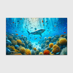Бумага для упаковки Белая акула в коралловом рифе, цвет: 3D-принт