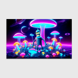 Бумага для упаковки Робот-сгибальщик Бендер на поляне неоновых грибов, цвет: 3D-принт