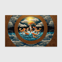 Бумага для упаковки Большие золотистые рыбы выпрыгивают из воды, цвет: 3D-принт