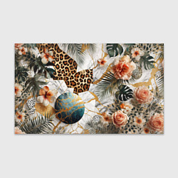 Бумага для упаковки Мрамор с цветами и леопардовый узор, цвет: 3D-принт