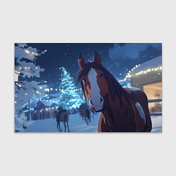Бумага для упаковки Лошадь на фоне новогодней елки