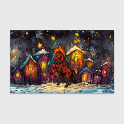 Бумага для упаковки Красная огненная лошадь панк в городе, цвет: 3D-принт