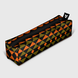 Пенал для ручек Геометрический узор черно-оранжевые фигуры, цвет: 3D-принт