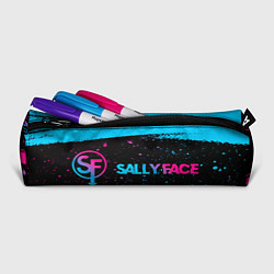 Пенал для ручек Sally Face - neon gradient: надпись и символ, цвет: 3D-принт — фото 2