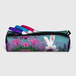 Пенал для ручек Голубоглазый кролик в цветах, цвет: 3D-принт — фото 2