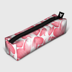 Пенал для ручек Розовые акварельные сердца - паттерн, цвет: 3D-принт