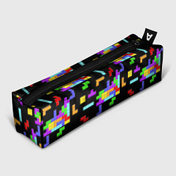 Пенал для ручек Неоновый тетрис на темном фоне, цвет: 3D-принт