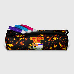 Пенал для ручек Chicken Gun на фоне огня, цвет: 3D-принт — фото 2