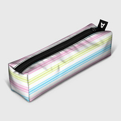 Пенал для ручек Розовые и бирюзовые полосы на белом, цвет: 3D-принт