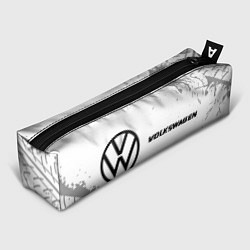Пенал для ручек Volkswagen speed на светлом фоне со следами шин: н, цвет: 3D-принт