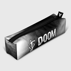 Пенал для ручек Doom glitch на темном фоне: надпись и символ, цвет: 3D-принт