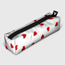Пенал для ручек Красные сердечки на белом, цвет: 3D-принт