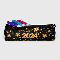Пенал для ручек Новый 2024 год - золотые снежинки, цвет: 3D-принт — фото 2