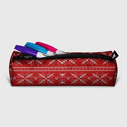 Пенал для ручек Красный вязаный узор свитера, цвет: 3D-принт — фото 2