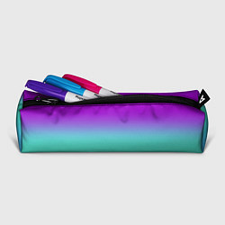 Пенал для ручек Фиолетовый бирюзовый голубой неоновый градиент, цвет: 3D-принт — фото 2