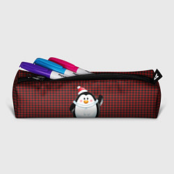 Пенал для ручек Пингвин в новогодней шапочке, цвет: 3D-принт — фото 2