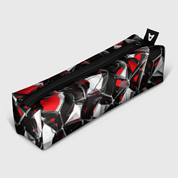 Пенал для ручек Красно-белый паттерн на чёрном фоне, цвет: 3D-принт