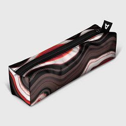 Пенал для ручек Волнистые горизонтальные чёрно-красные полосы на б, цвет: 3D-принт