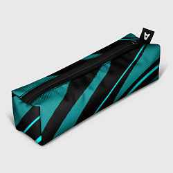 Пенал для ручек Чёрный с голубым полосы текстура, цвет: 3D-принт