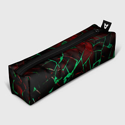 Пенал для ручек Битые плиты тёмно-красный с зелёным, цвет: 3D-принт