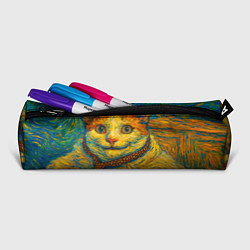 Пенал для ручек Кот-мем бу в стиле Ван Гога, цвет: 3D-принт — фото 2