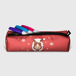 Пенал для ручек Новогодняя лошадка с подарком, цвет: 3D-принт — фото 2